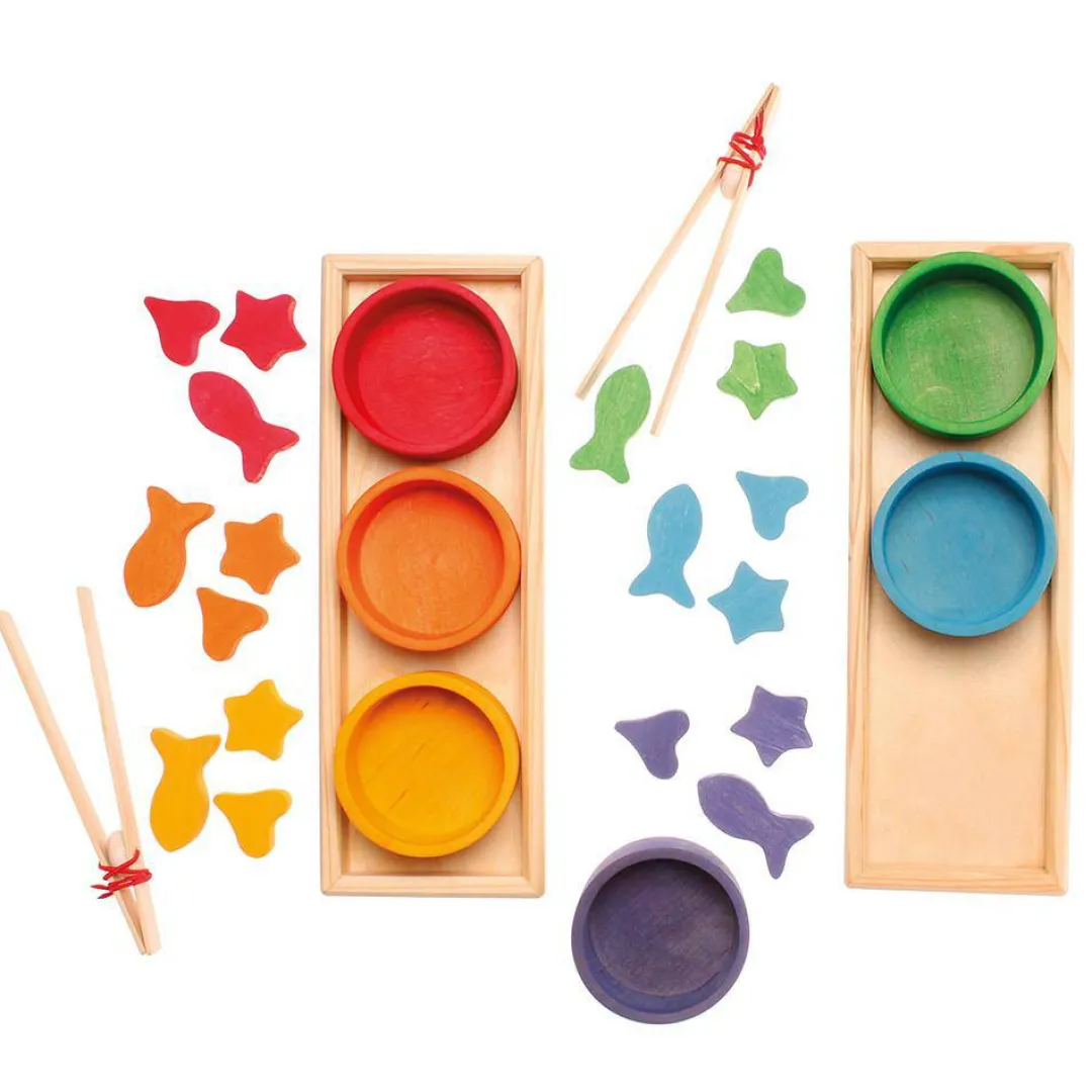 Grimm's Spiel u0026 Holz 12-24 Months|Early Learning < Wooden Rainbow Bowls Sorting Game