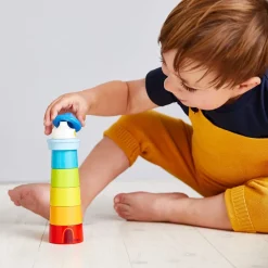 HABA 12-24 Months|Wooden Toys < Wooden Rainbow Lighthouse Stacking Toy