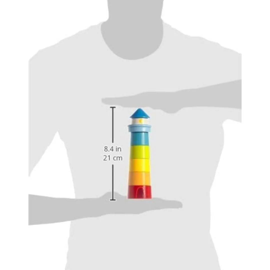 HABA 12-24 Months|Wooden Toys < Wooden Rainbow Lighthouse Stacking Toy