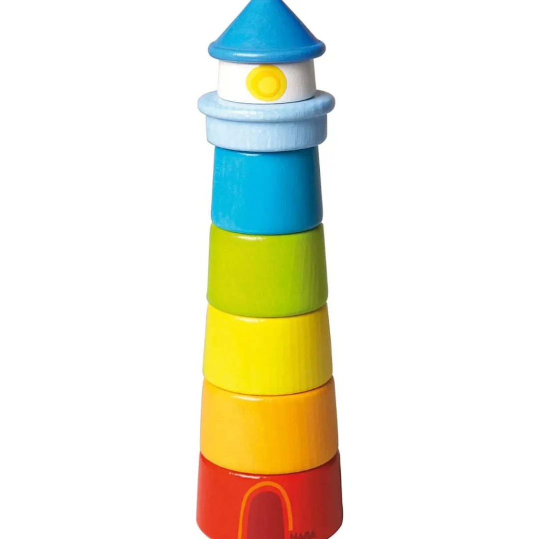 HABA 12-24 Months|Wooden Toys < Wooden Rainbow Lighthouse Stacking Toy