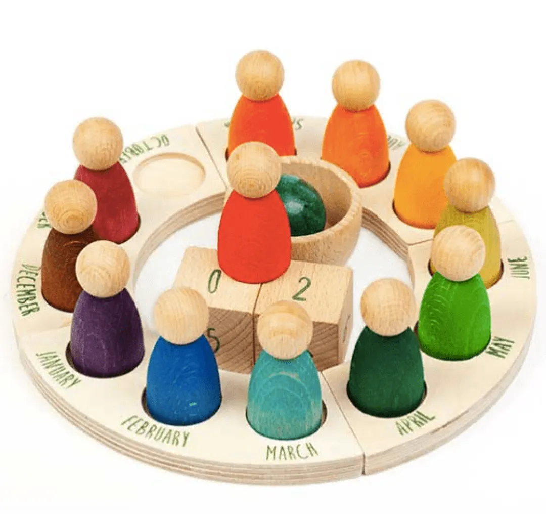 Grapat 12-24 Months|Summer Nature Table < Wooden Rainbow Perpetual Calendar with Peg Figures