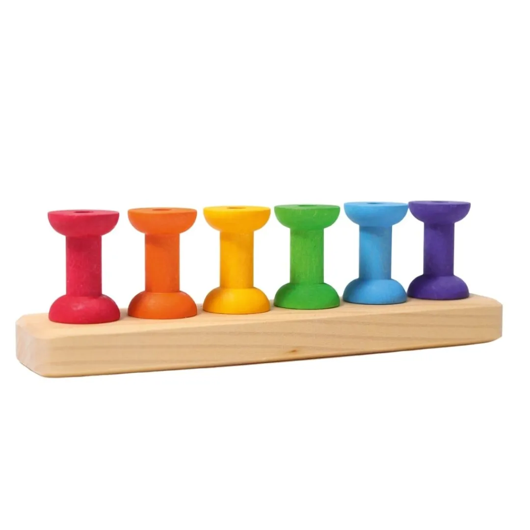 Grimm's Spiel u0026 Holz 12-24 Months|Early Learning < Wooden Rainbow Threading Game