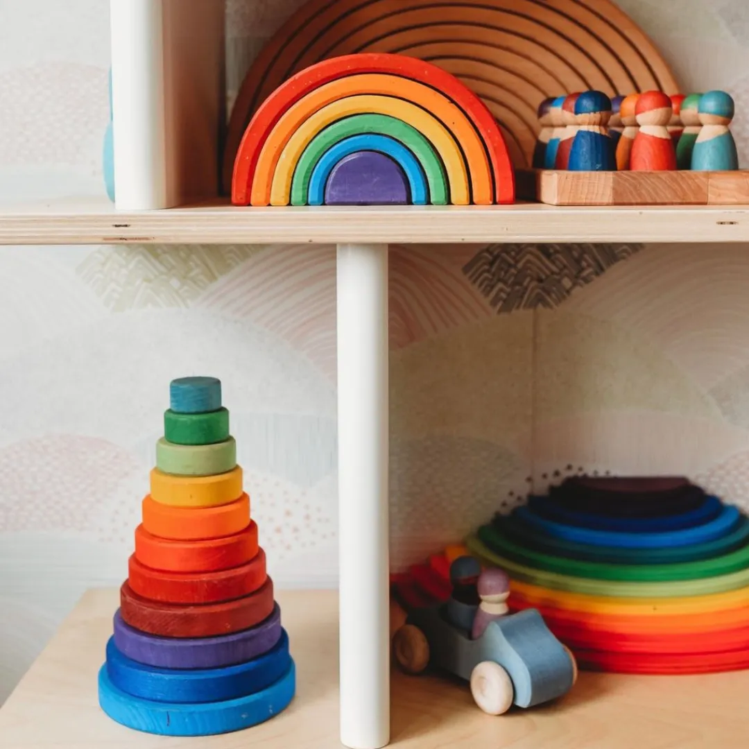 Grimm's Spiel u0026 Holz 12-24 Months|Wooden Toys < Wooden Rainbow Tunnel - 6 Piece