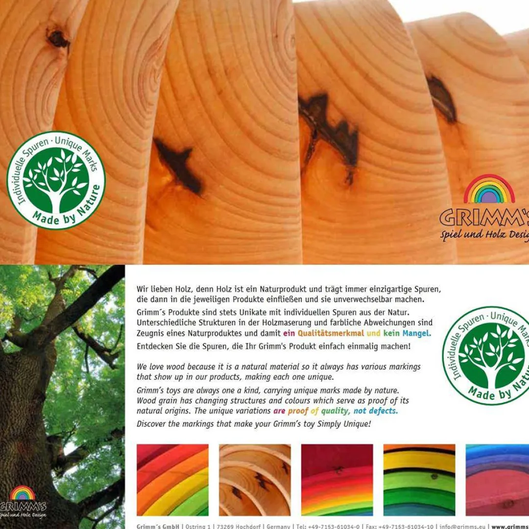 Grimm's Spiel u0026 Holz 12-24 Months|Wooden Toys < Wooden Rainbow Tunnel - 6 Piece
