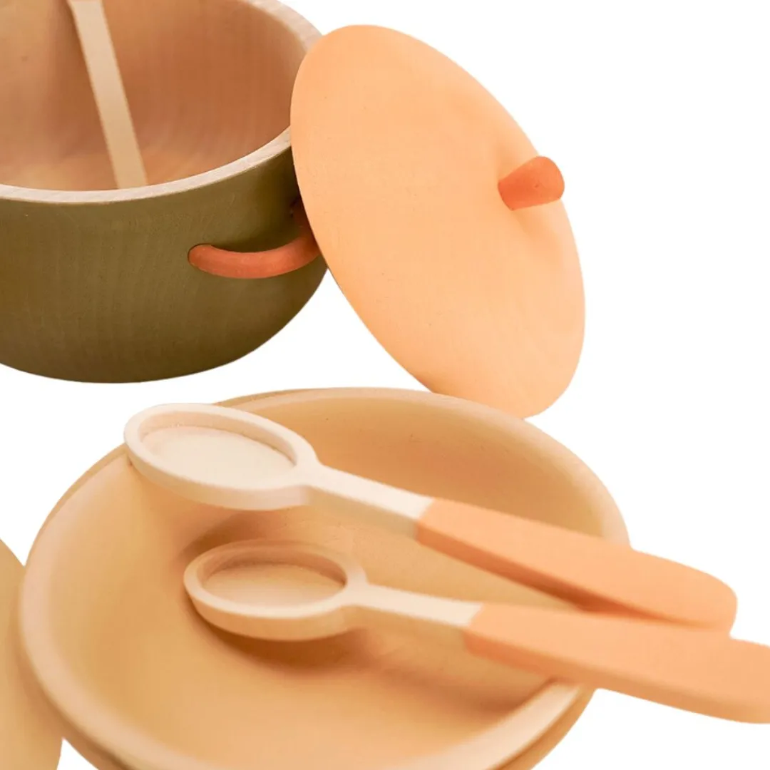 Sabo Wooden Toys|4 Years < Wooden Tableware Set - Herbal Palette