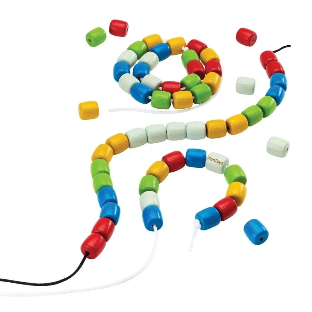 PlanToys Early Learning|4 Years < Wooden Threading Beads Set