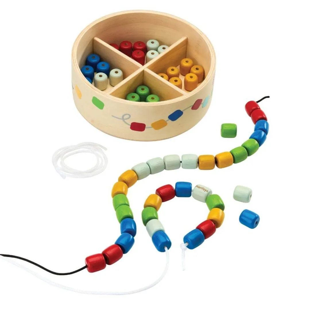 PlanToys Early Learning|4 Years < Wooden Threading Beads Set