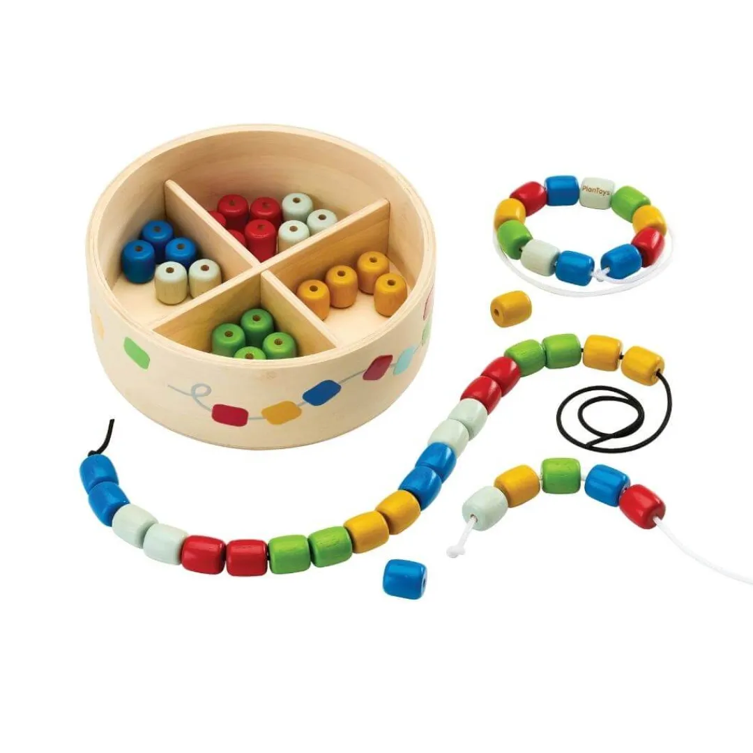 PlanToys Early Learning|4 Years < Wooden Threading Beads Set