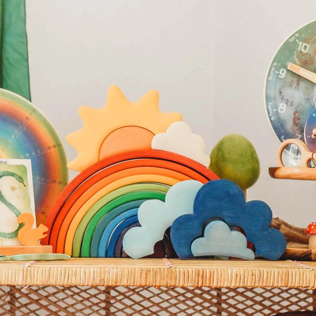 Grimm's Spiel u0026 Holz Summer Nature Table|Wooden Toys < Wooden Weather Building Set