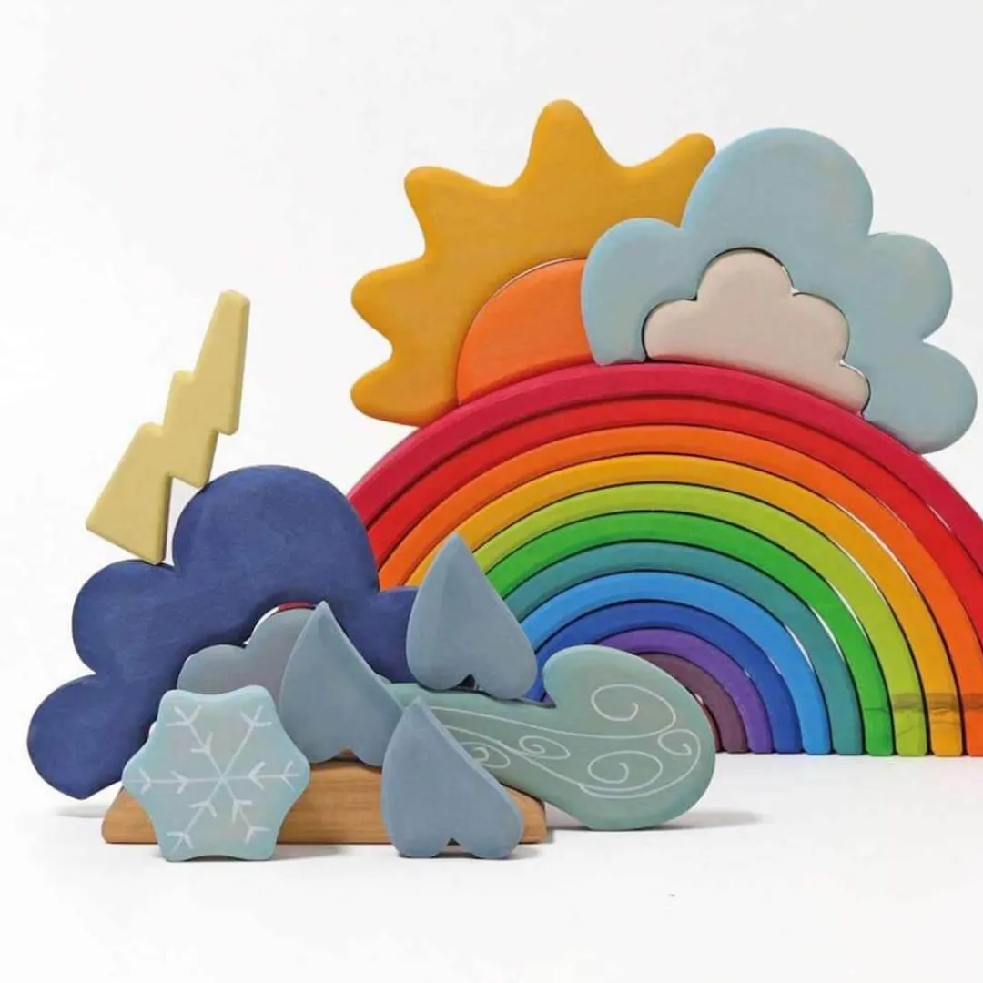 Grimm's Spiel u0026 Holz Summer Nature Table|Wooden Toys < Wooden Weather Building Set