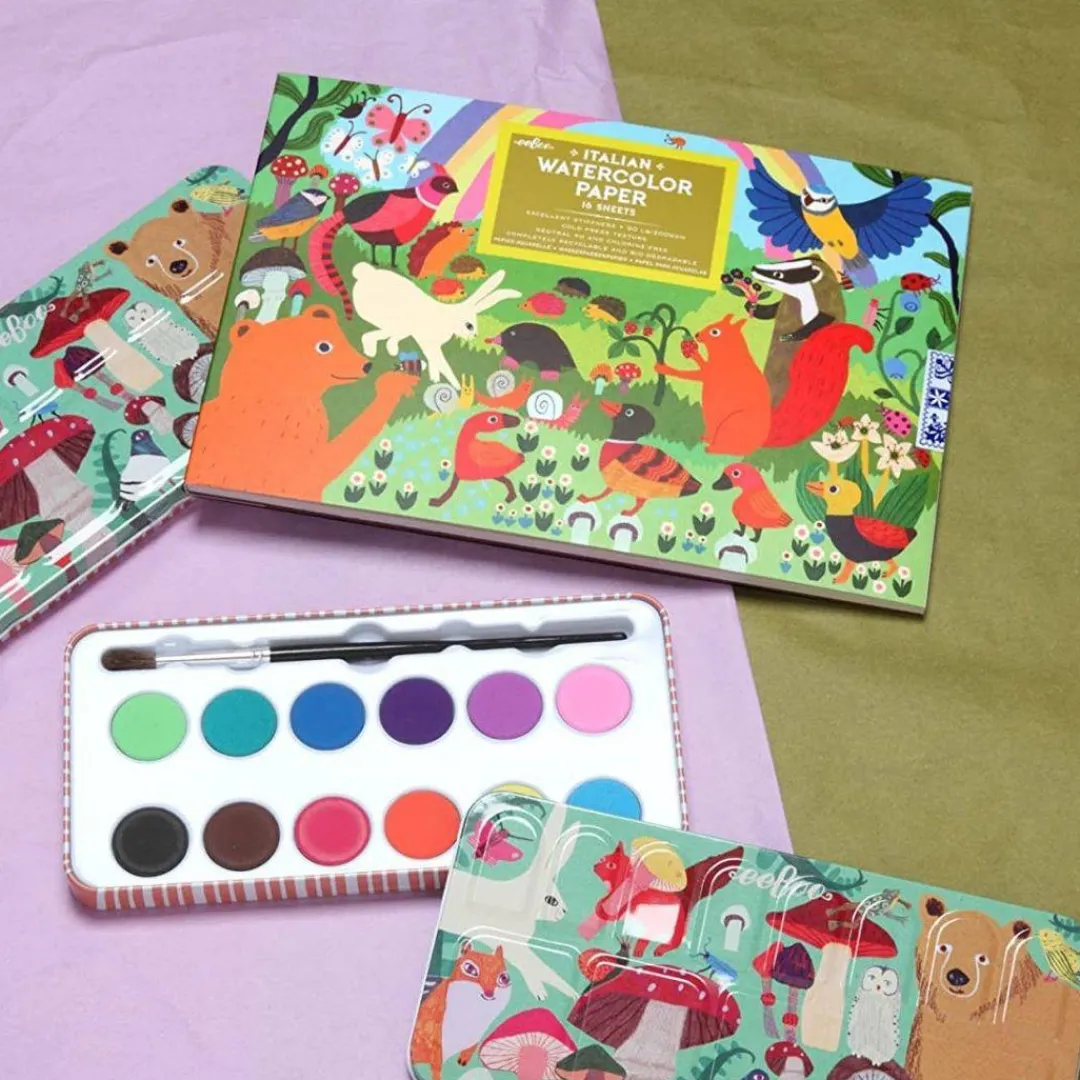 eeBoo 4 Years|3 Years < Woodland Watercolors & Italian Paper Pad Set